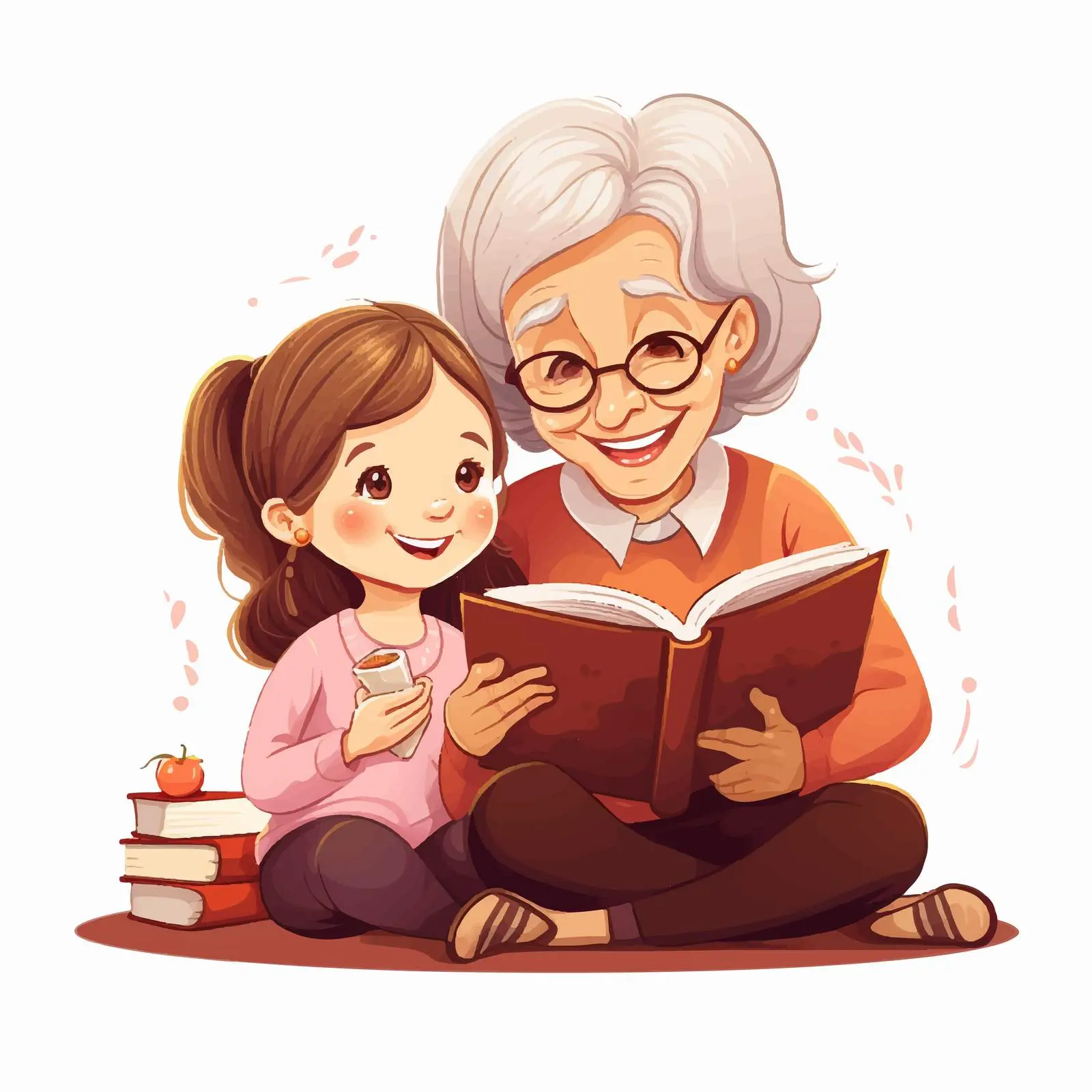 Elderly Woman and Young Girl Reading Together – free elderly woman image from Dotvec