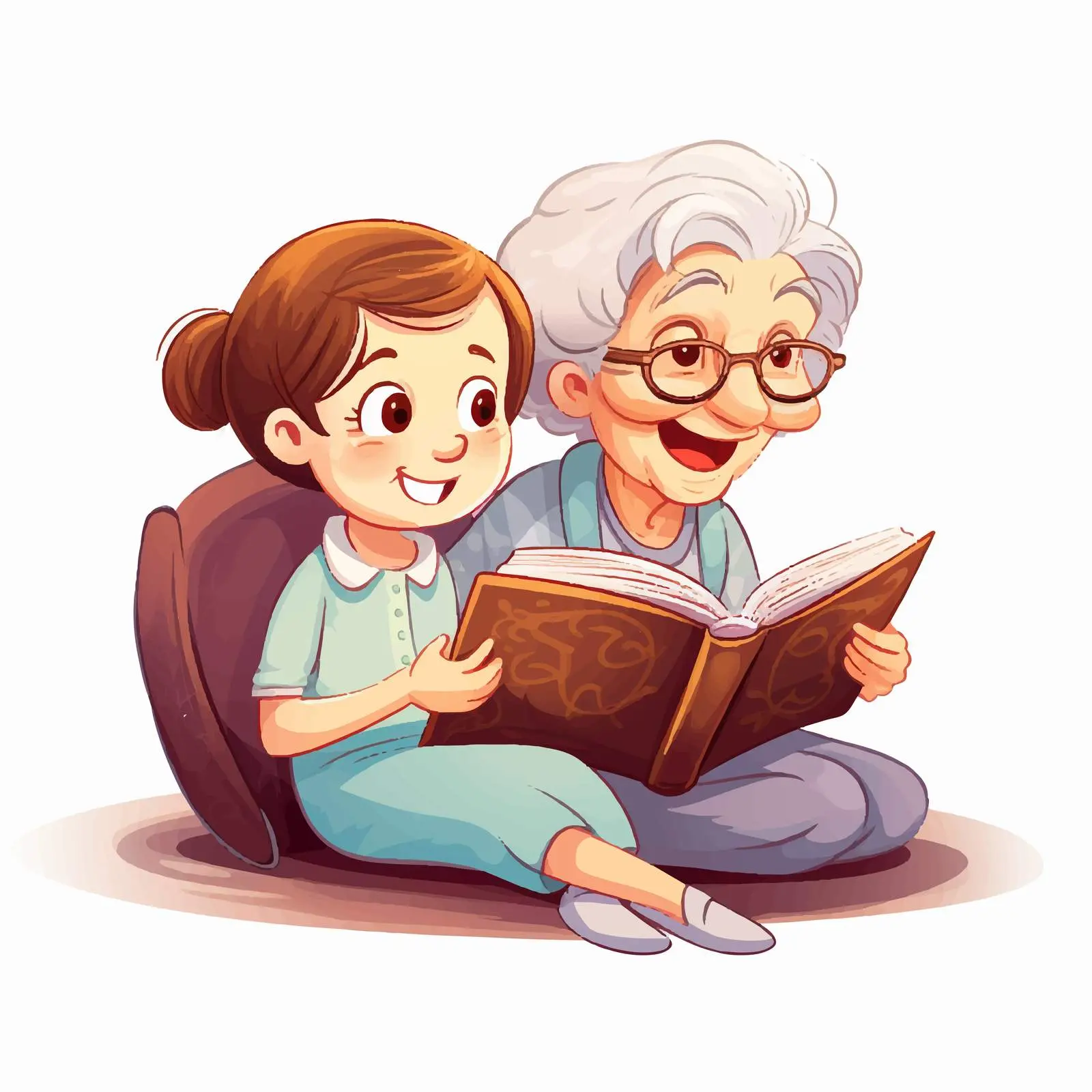 Elderly Woman and Young Girl Reading Together – free elderly woman image from Dotvec