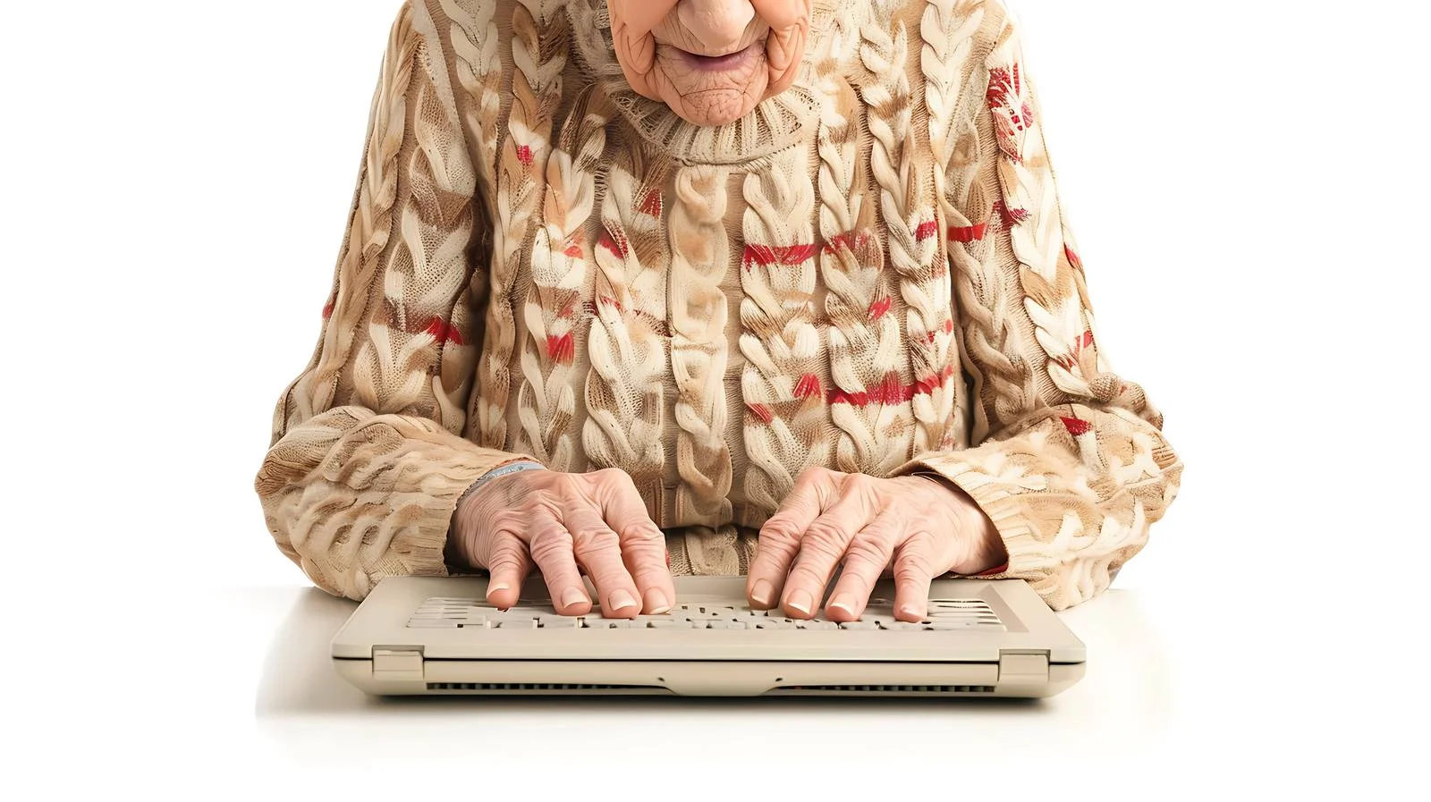 Senior Lady Typing on Laptop, Tablet — free download from Dotvec