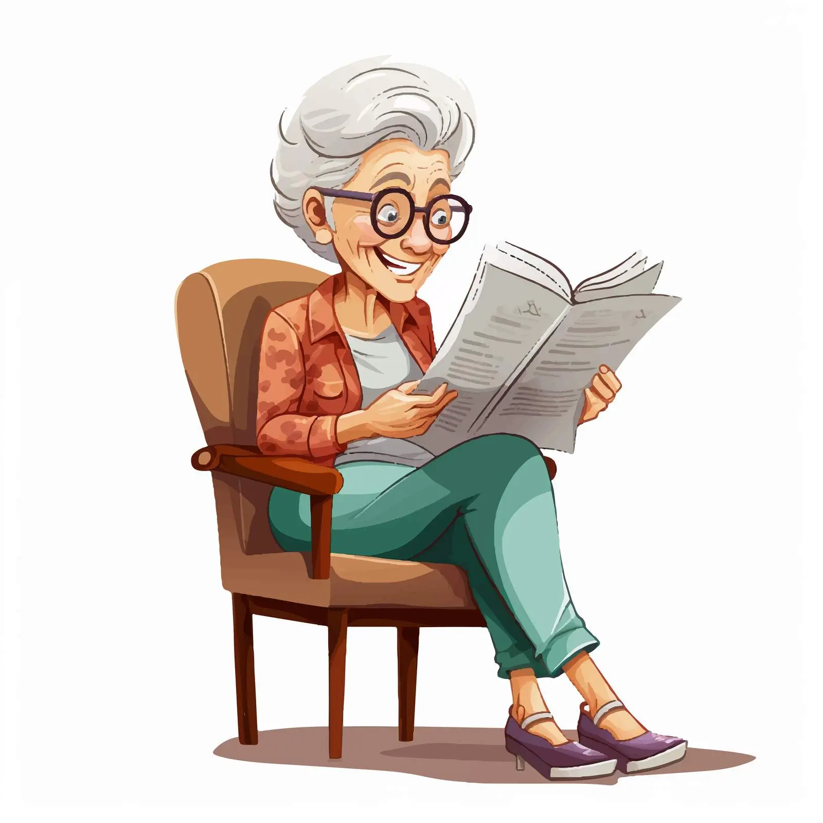 Elderly Woman Reading in Rocking Chair Vector — free download from Dotvec