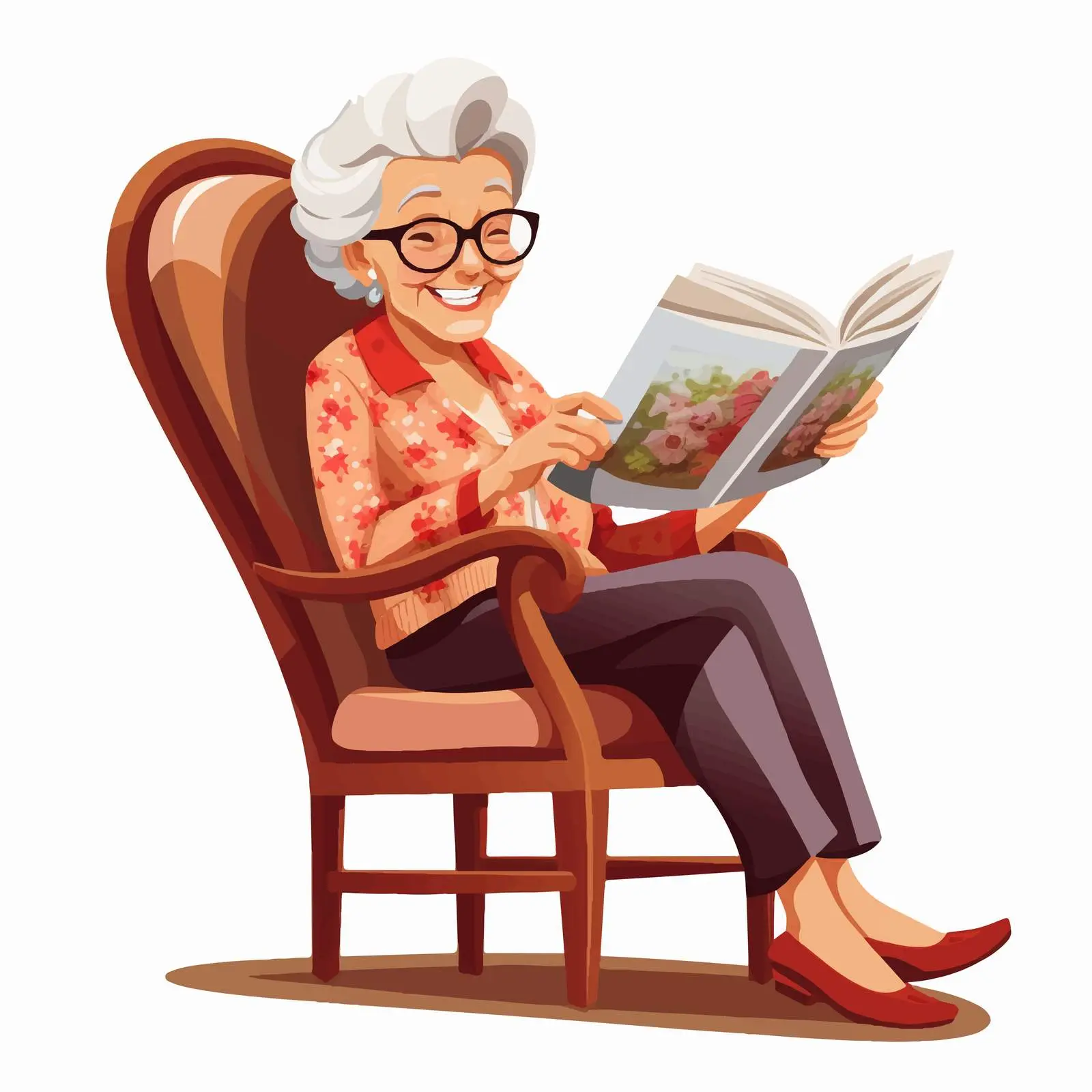 Elderly Woman Reading in a Rocking Chair — free download from Dotvec