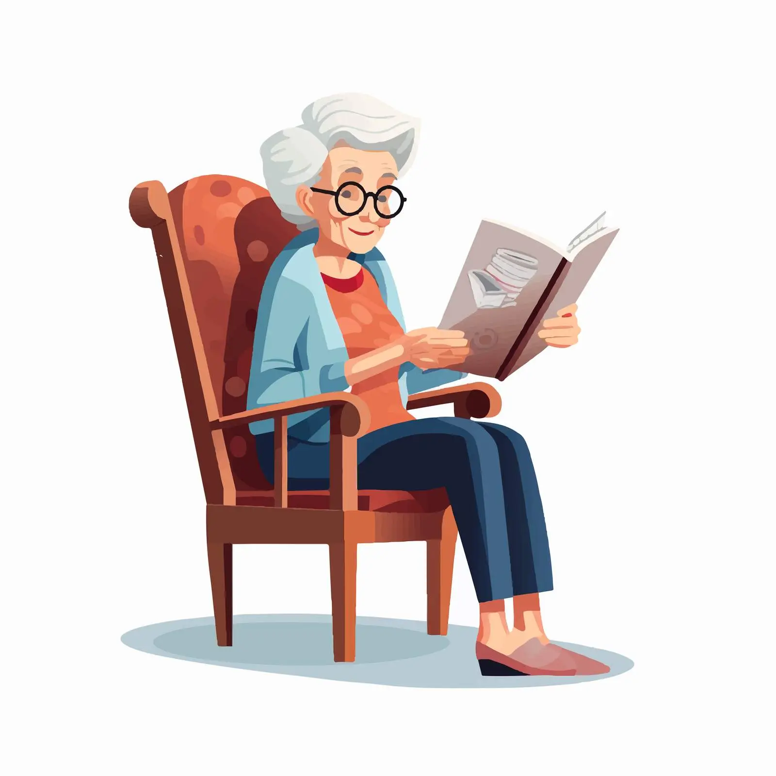 Elderly Woman Reading in a Rocking Chair — free download from Dotvec
