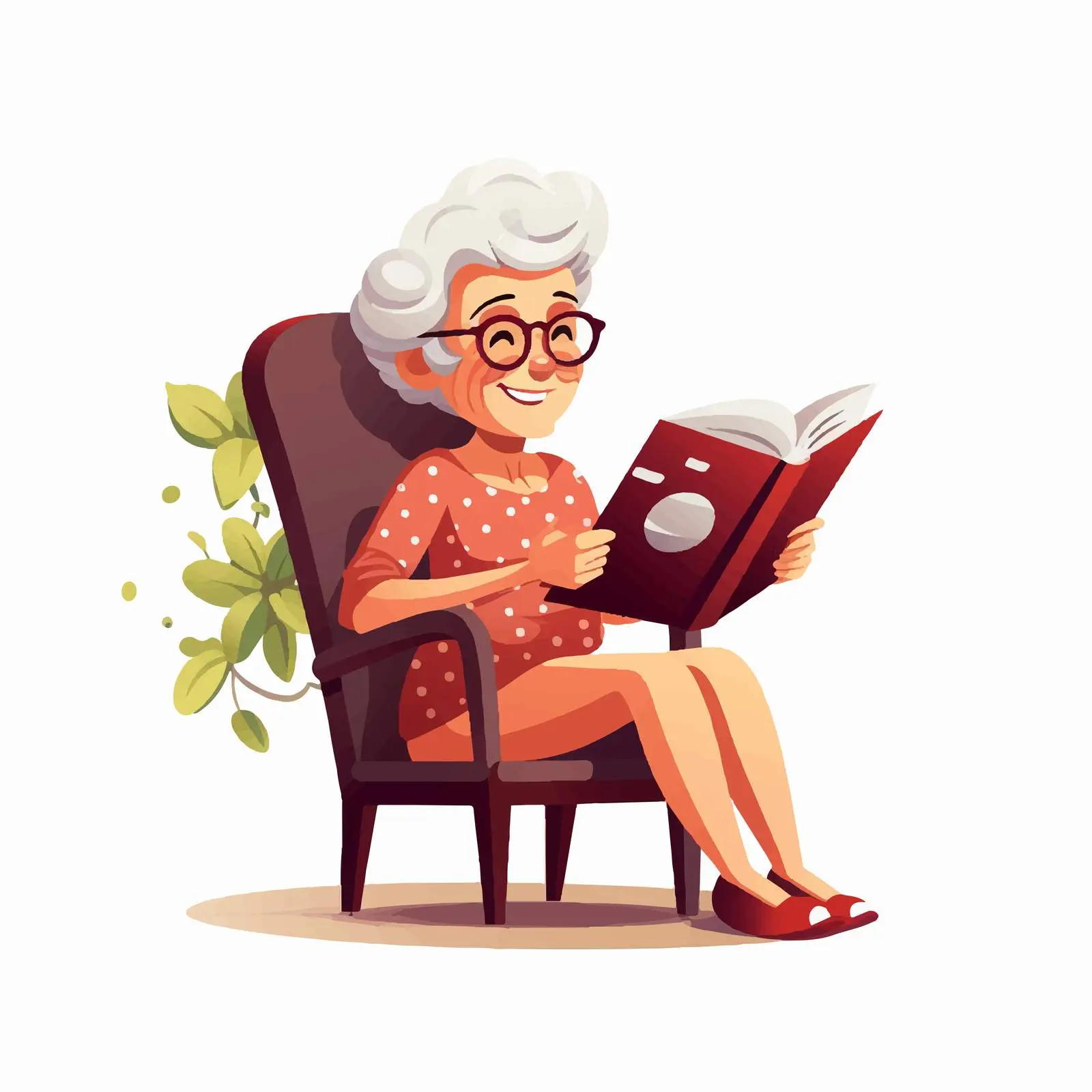 Elderly Woman Reading in a Rocking Chair — free download from Dotvec