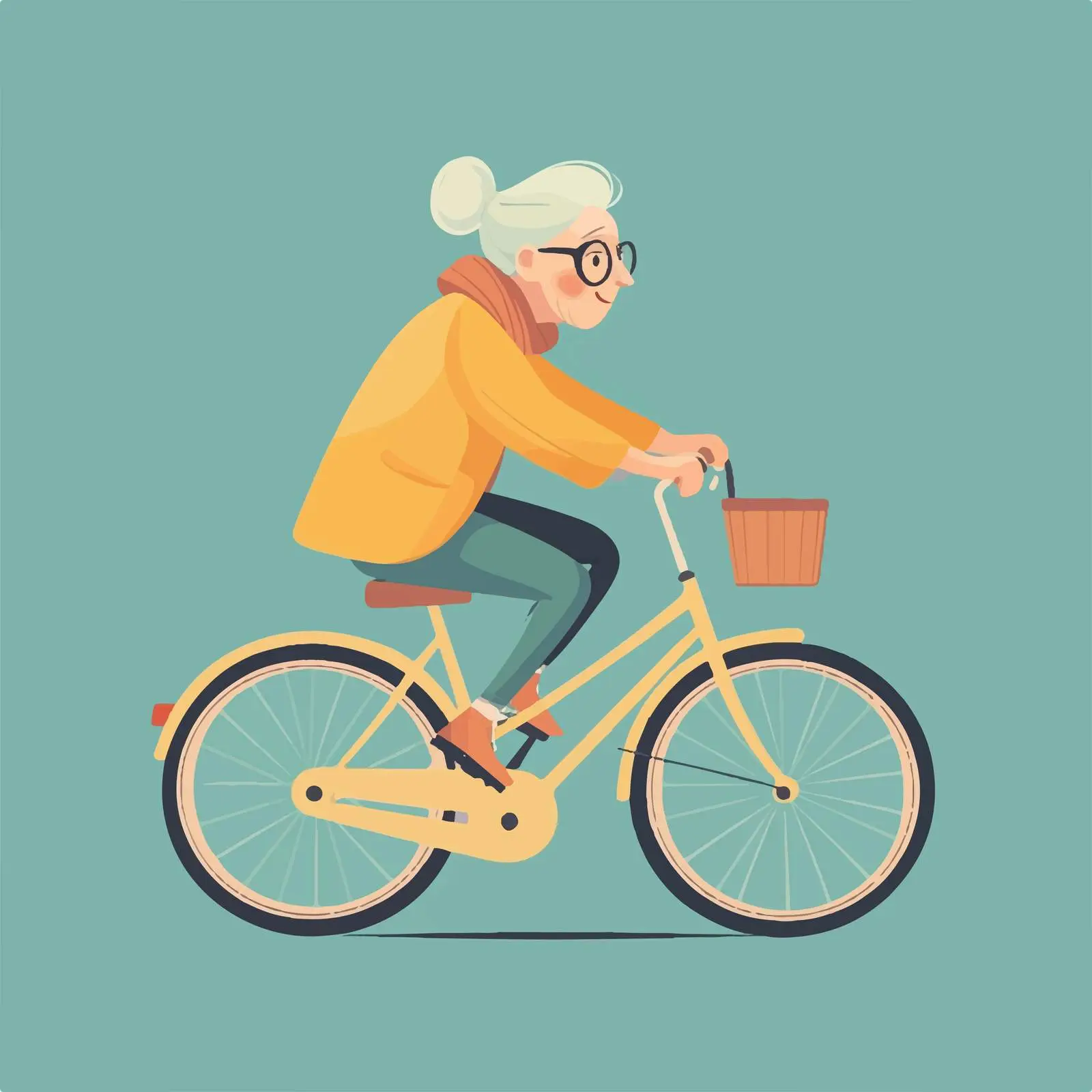 Elderly Woman on Bicycle Illustration — free download from Dotvec