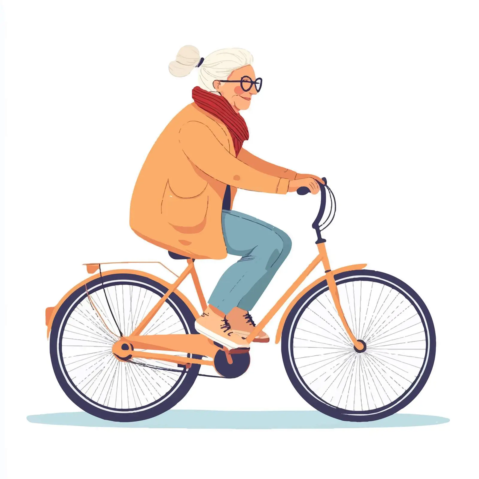 Elderly Woman on Bicycle Cartoon — free download from Dotvec