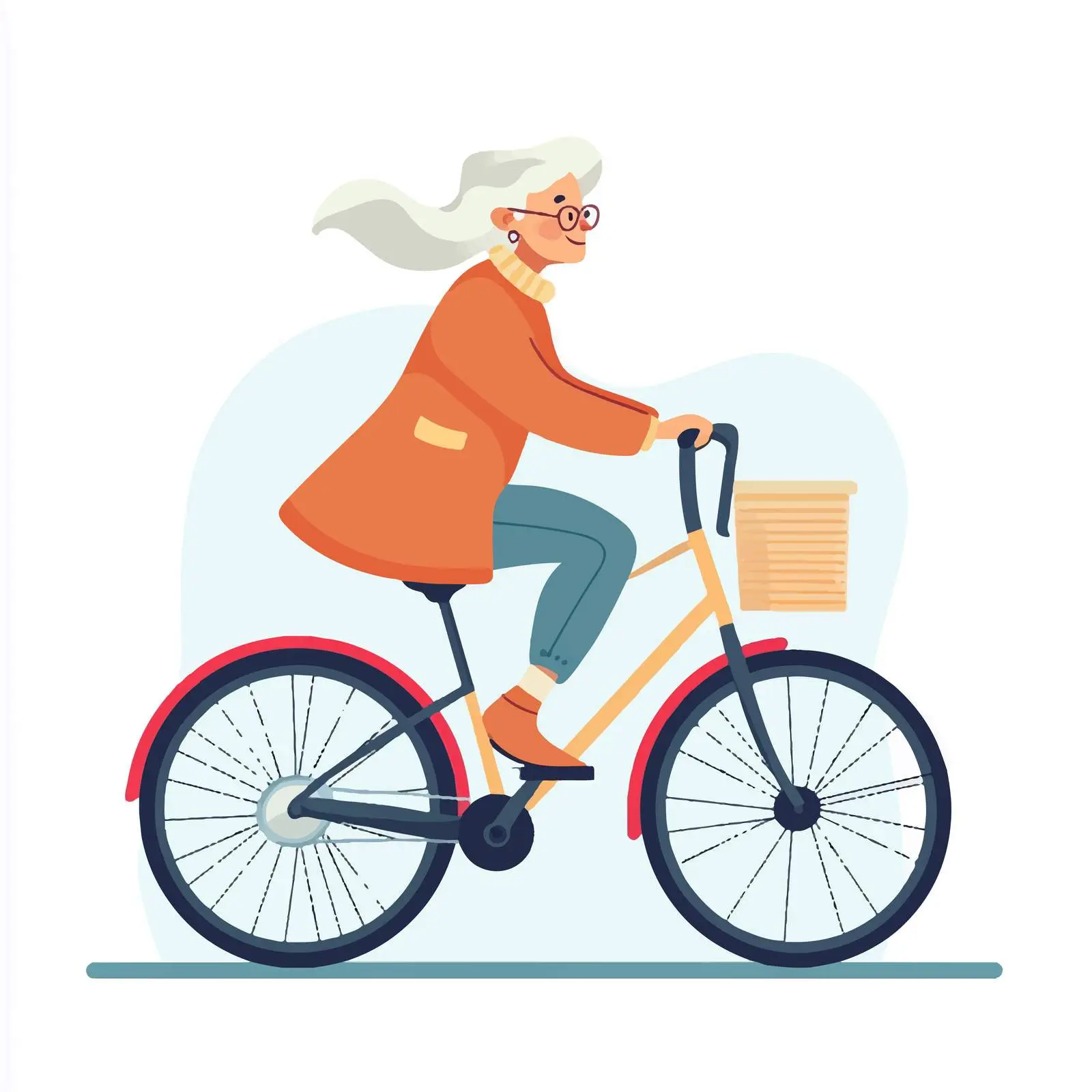 Elderly Woman Riding Bicycle Illustration — free download from Dotvec