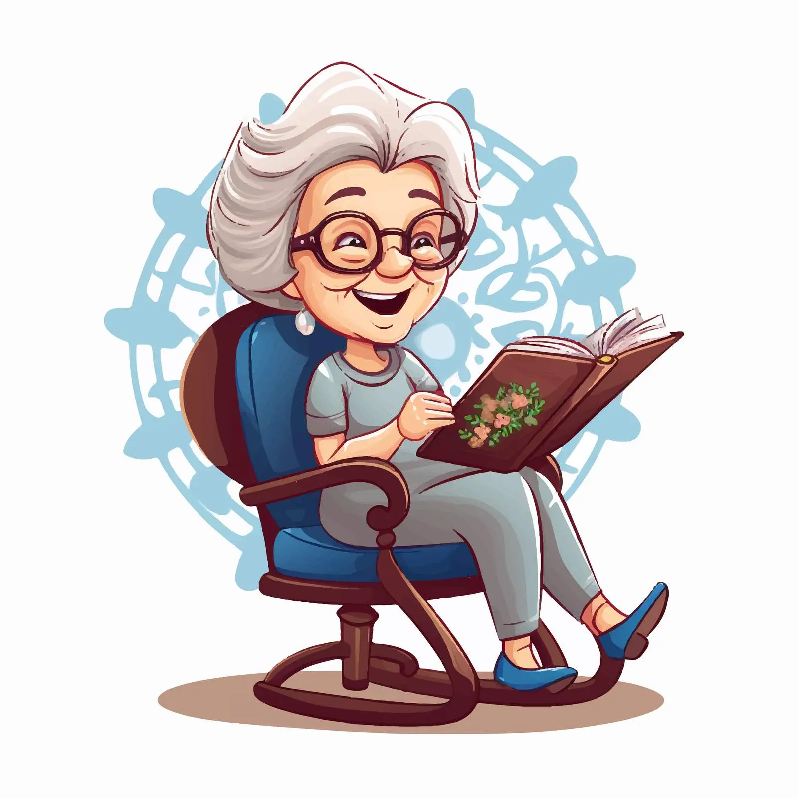 Elderly Woman Reading in Rocking Chair — free download from Dotvec
