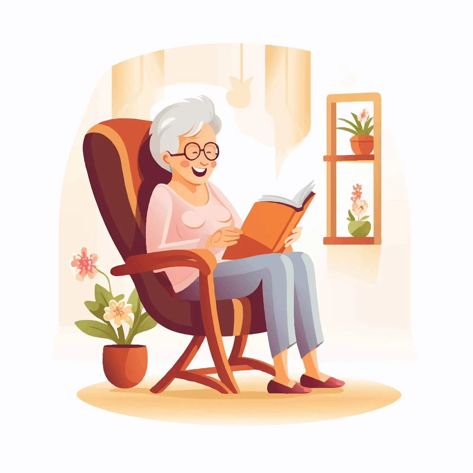Elderly Woman Reading in Rocking Chair — free download from Dotvec