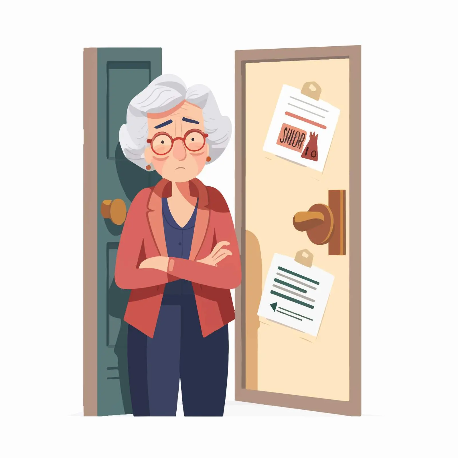 Elderly Woman with Rejected CV Vector Illustration — free download from Dotvec
