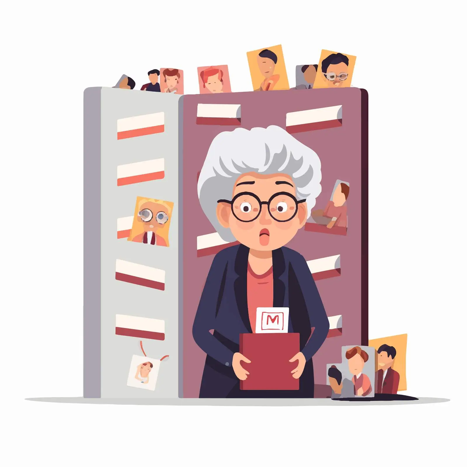 Elderly Woman with Rejected CV Vector Illustration — free download from Dotvec