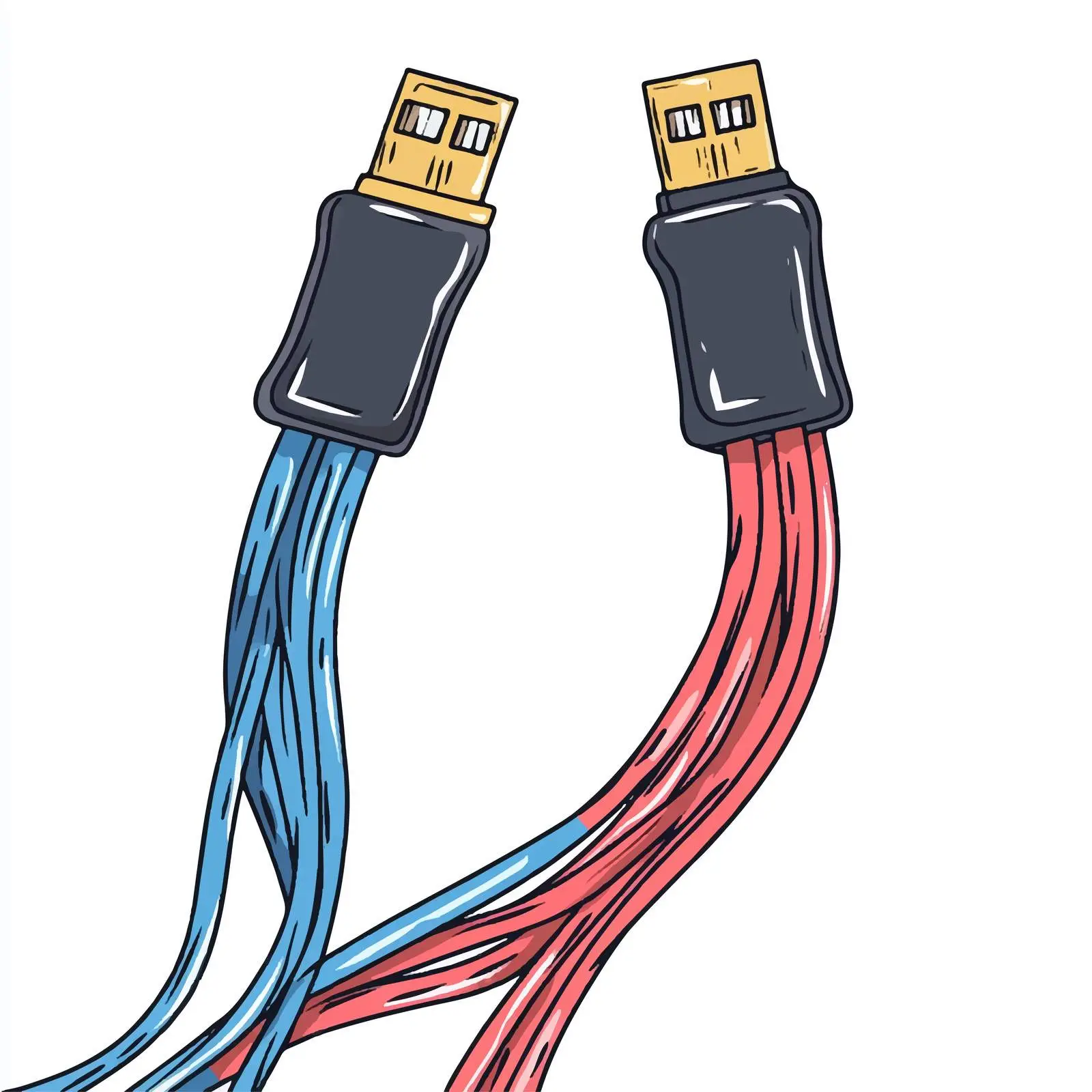 Cartoon Electric Cable Vector Illustration – free cable design image from Dotvec