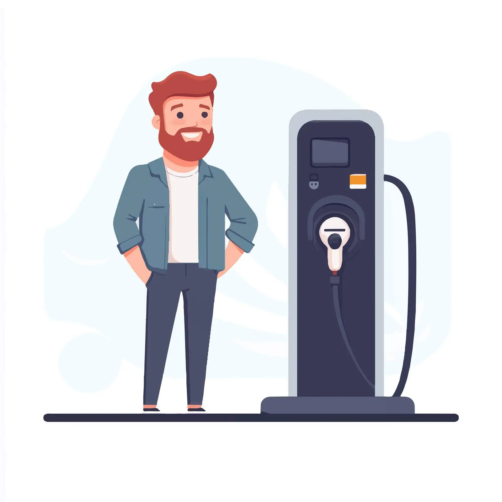 Electric Car Charging at Station with Young Driver – free green transportation image from Dotvec
