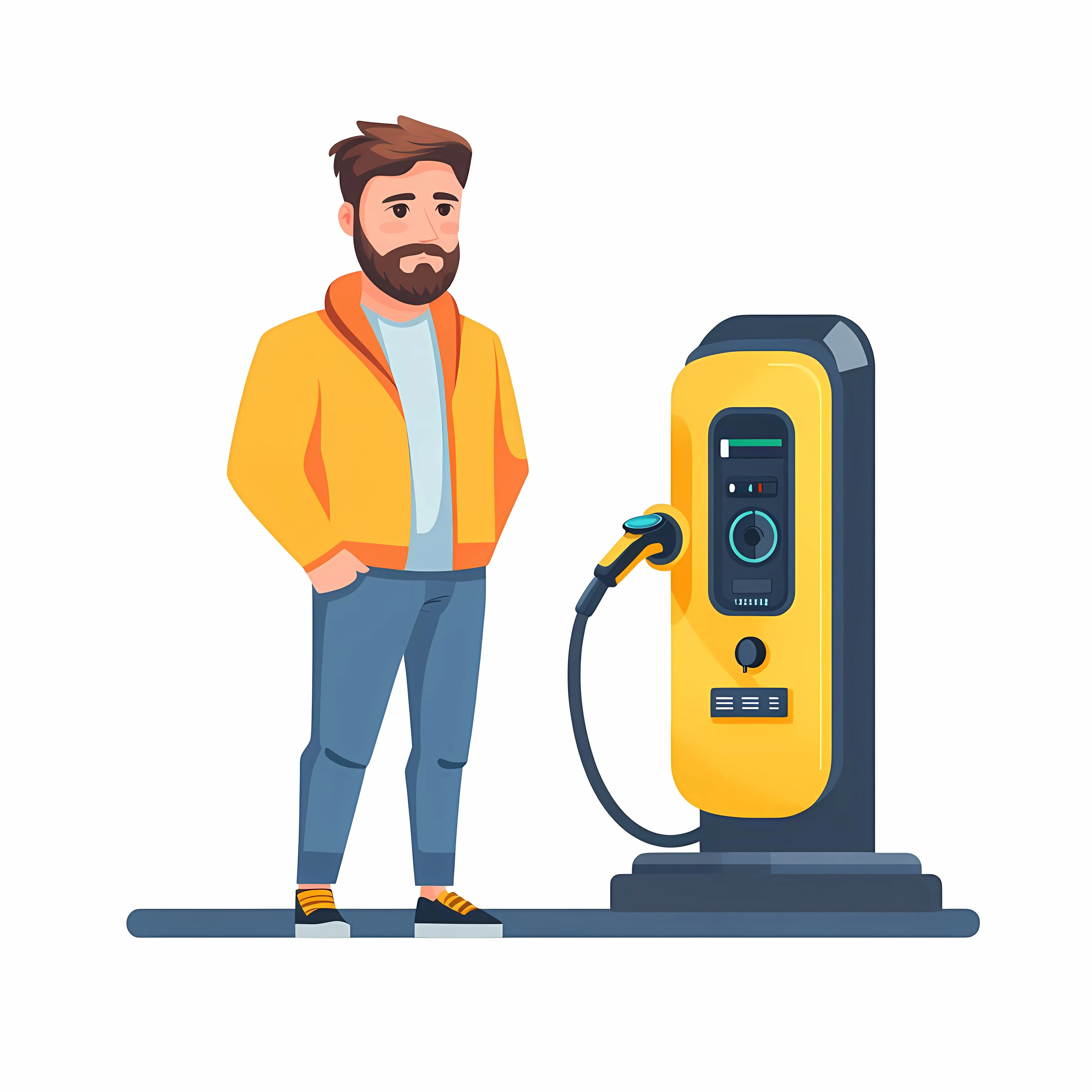 Electric Car Charging Station with Young Driver – free battery image from Dotvec
