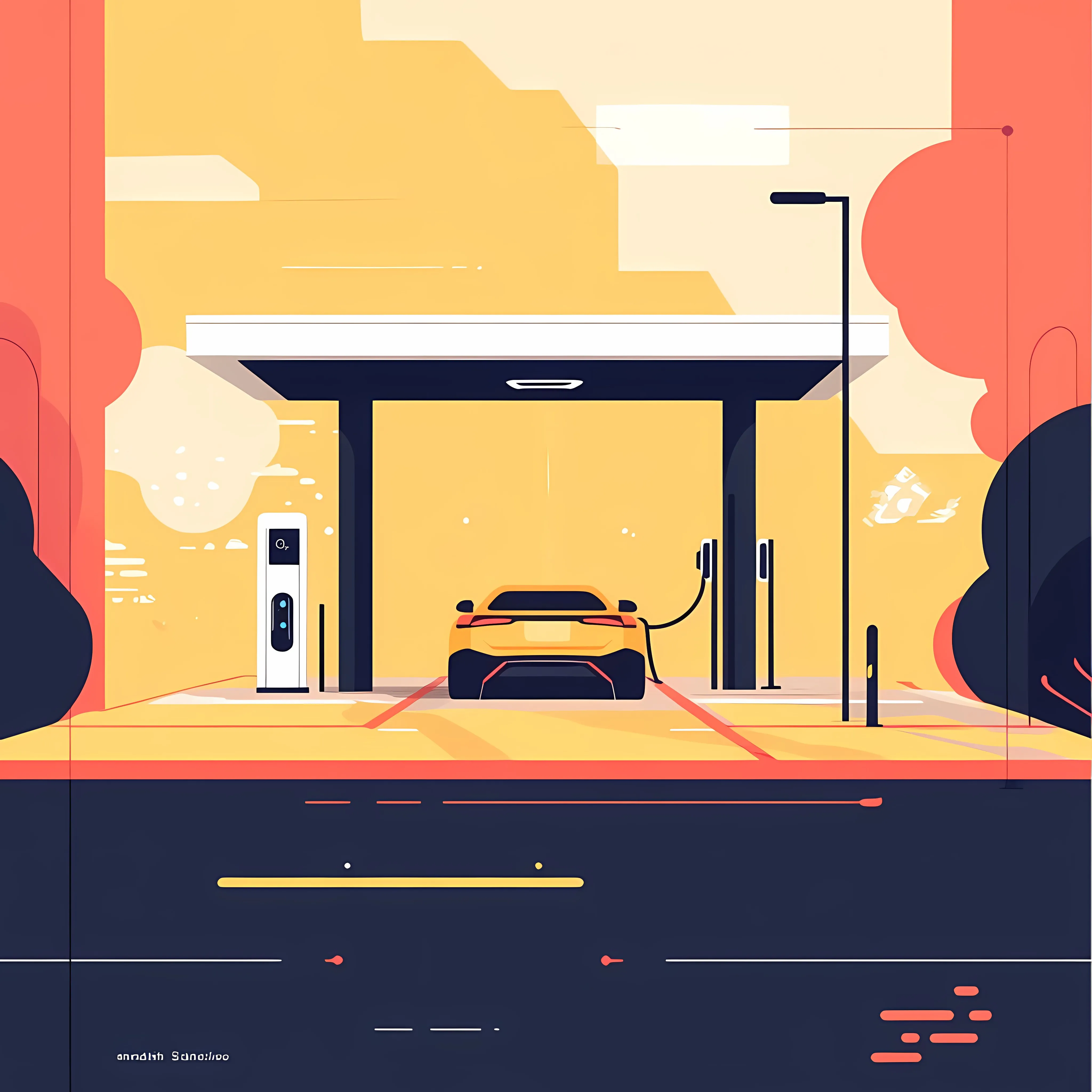 Electric Car Charging Station Vector Illustration — free download from Dotvec