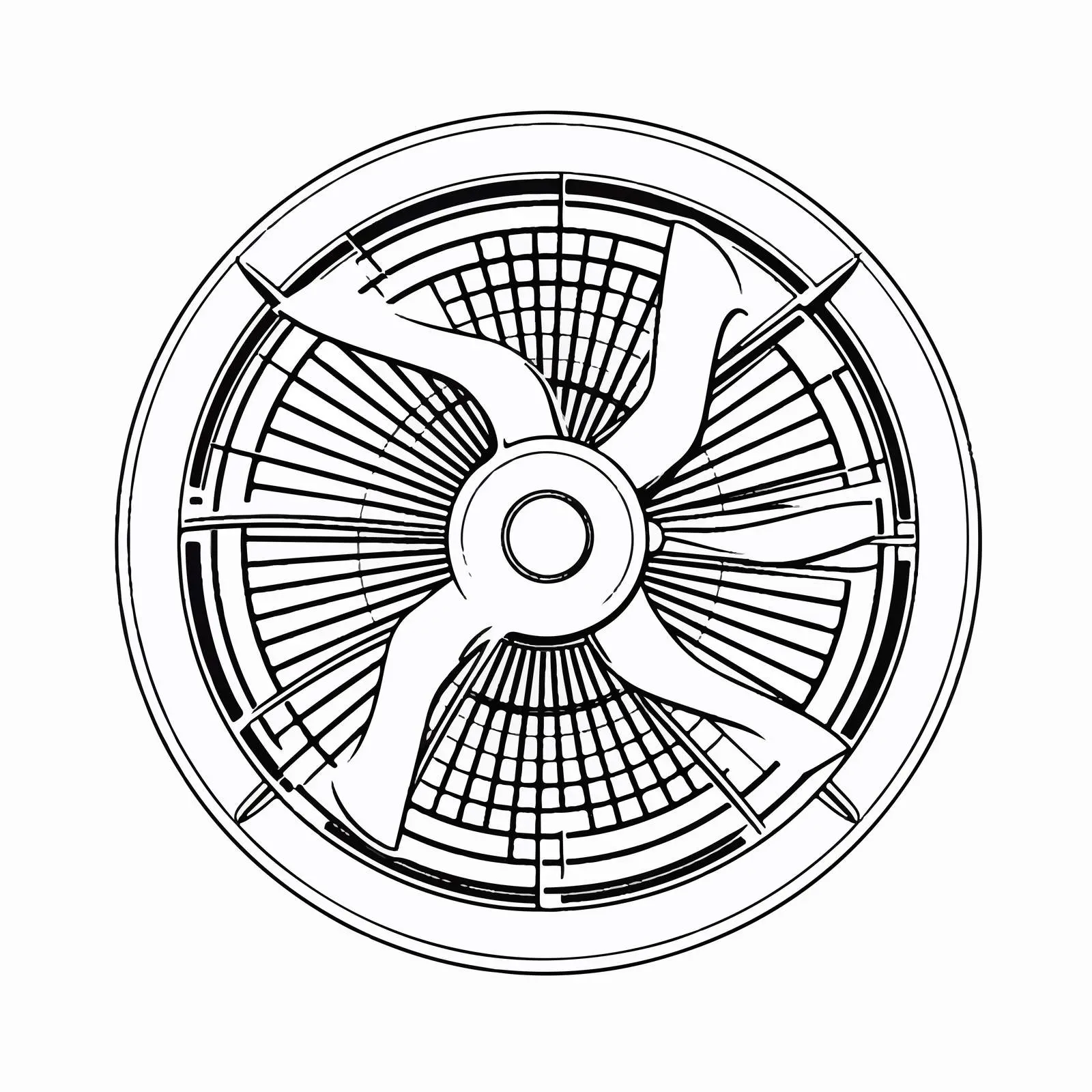 Electric Fan Line Vector Illustration on White Background — free download from Dotvec