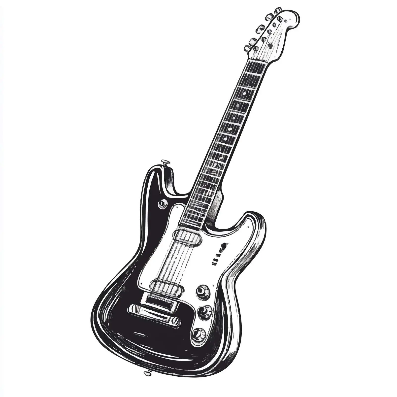 Cartoon Vector Electric Guitar Illustration in Black and White — free download from Dotvec