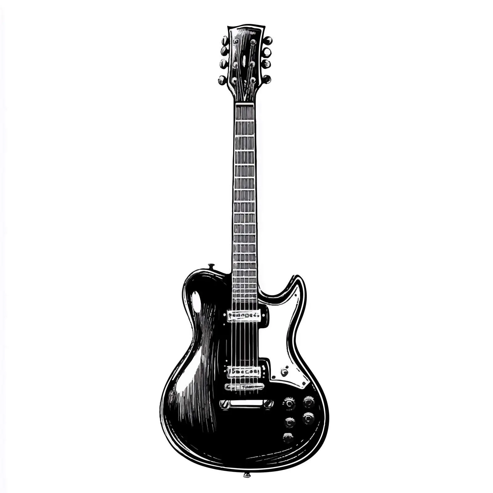 Cartoon Electric Guitar Black and White Vector — free download from Dotvec