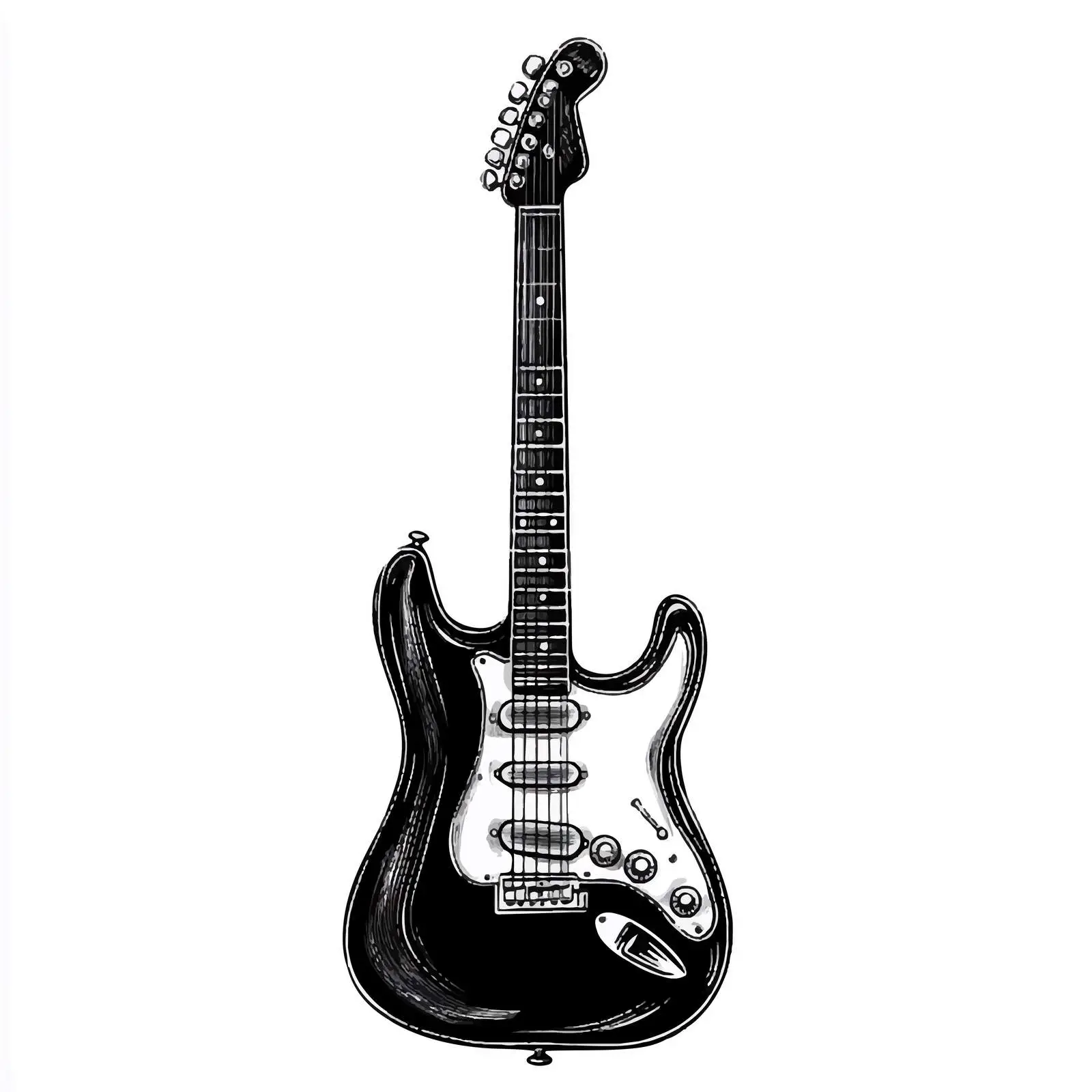 Black and White Cartoon Electric Guitar Vector — free download from Dotvec