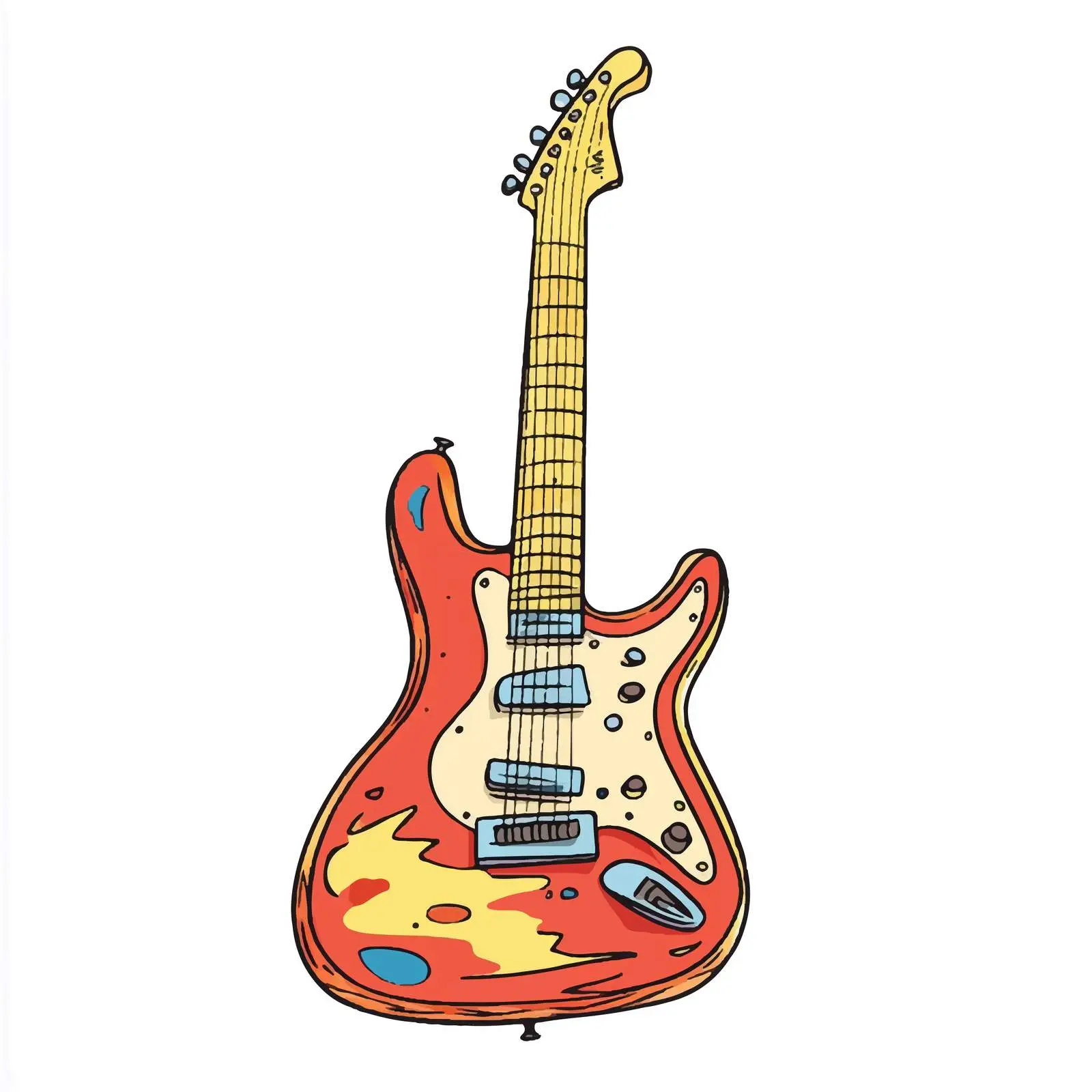 Cartoon Electric Guitar Vector Illustration Design — free download from Dotvec