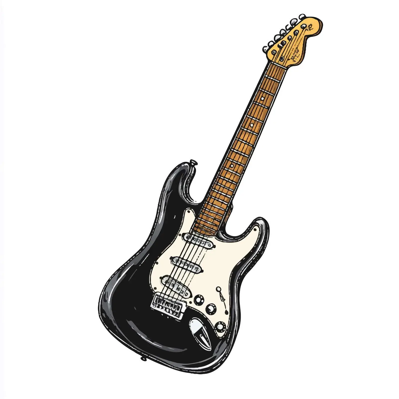 Hand Drawn Cartoon Electric Guitar Vector Illustration — free download from Dotvec