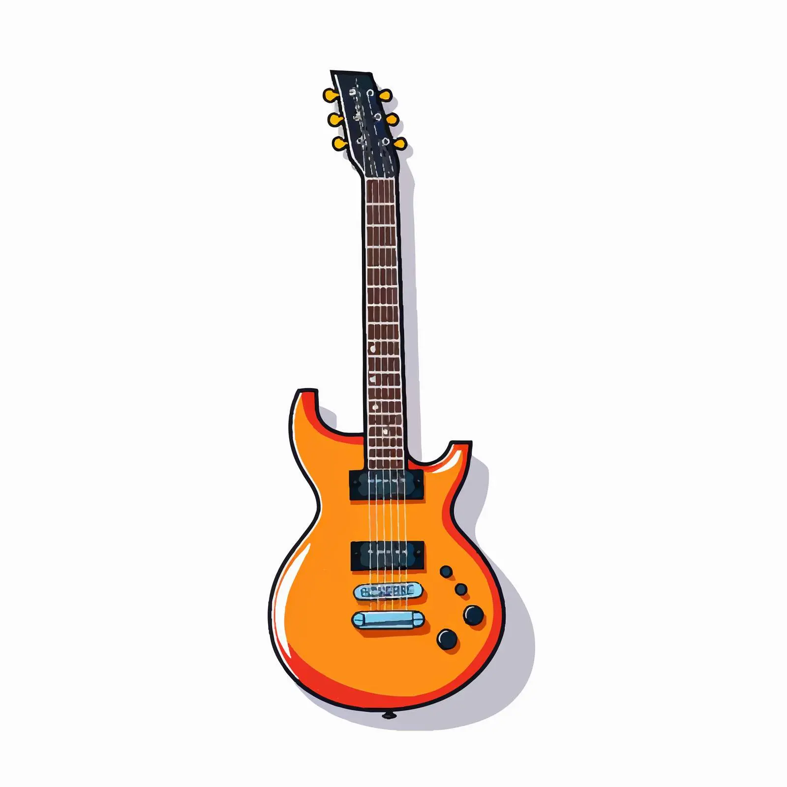 Cartoon Electric Guitar Line Vector Illustration – free entertainment vector image from Dotvec