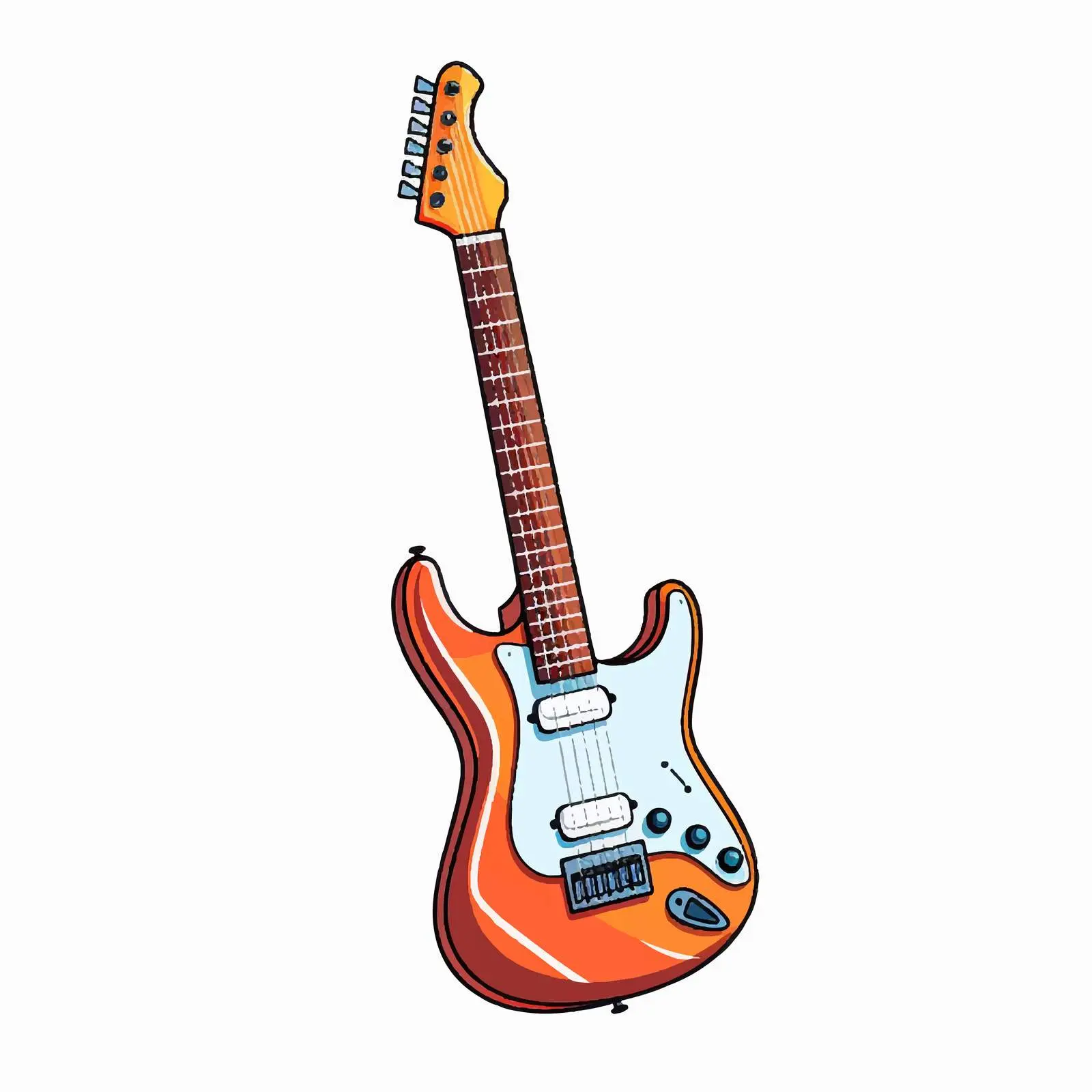 Cartoon Electric Guitar Vector Illustration – free instrument vector image from Dotvec