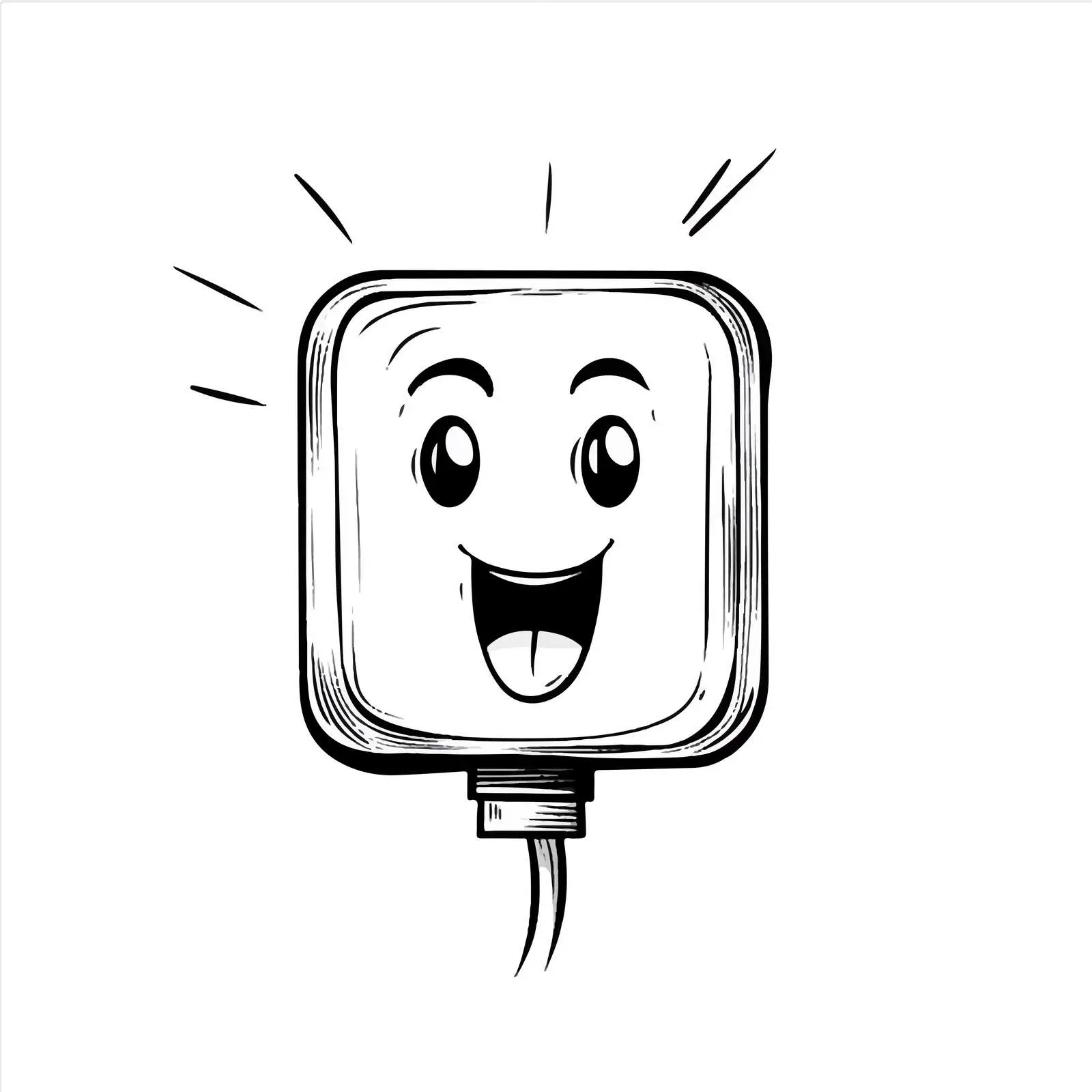 Black and White Electric Plug Cartoon Vector — free download from Dotvec