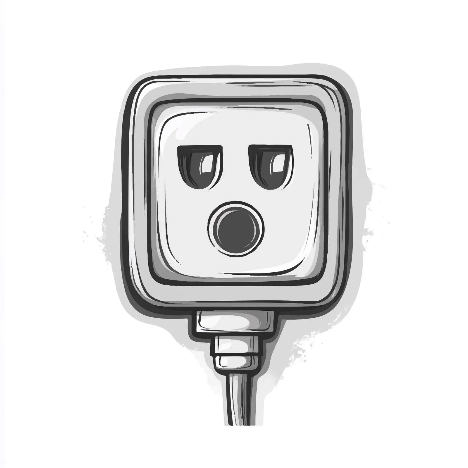 Grayscale Cartoon Electric Plug Vector Illustration — free download from Dotvec