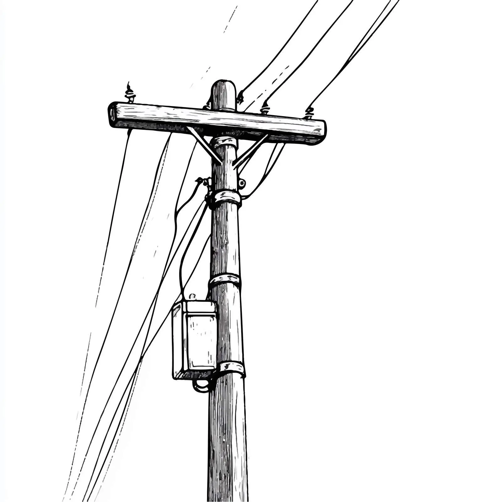 Black and White Electric Post Cartoon Vector — free download from Dotvec