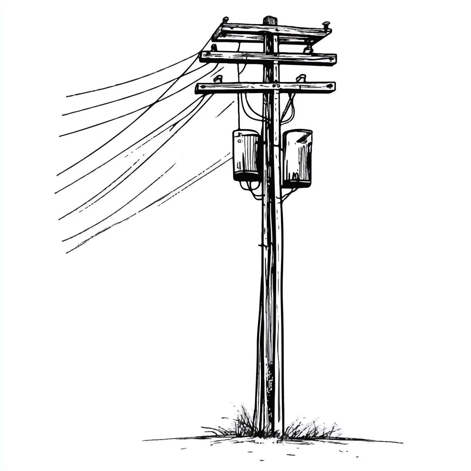 Black and White Electric Post Cartoon Vector — free download from Dotvec