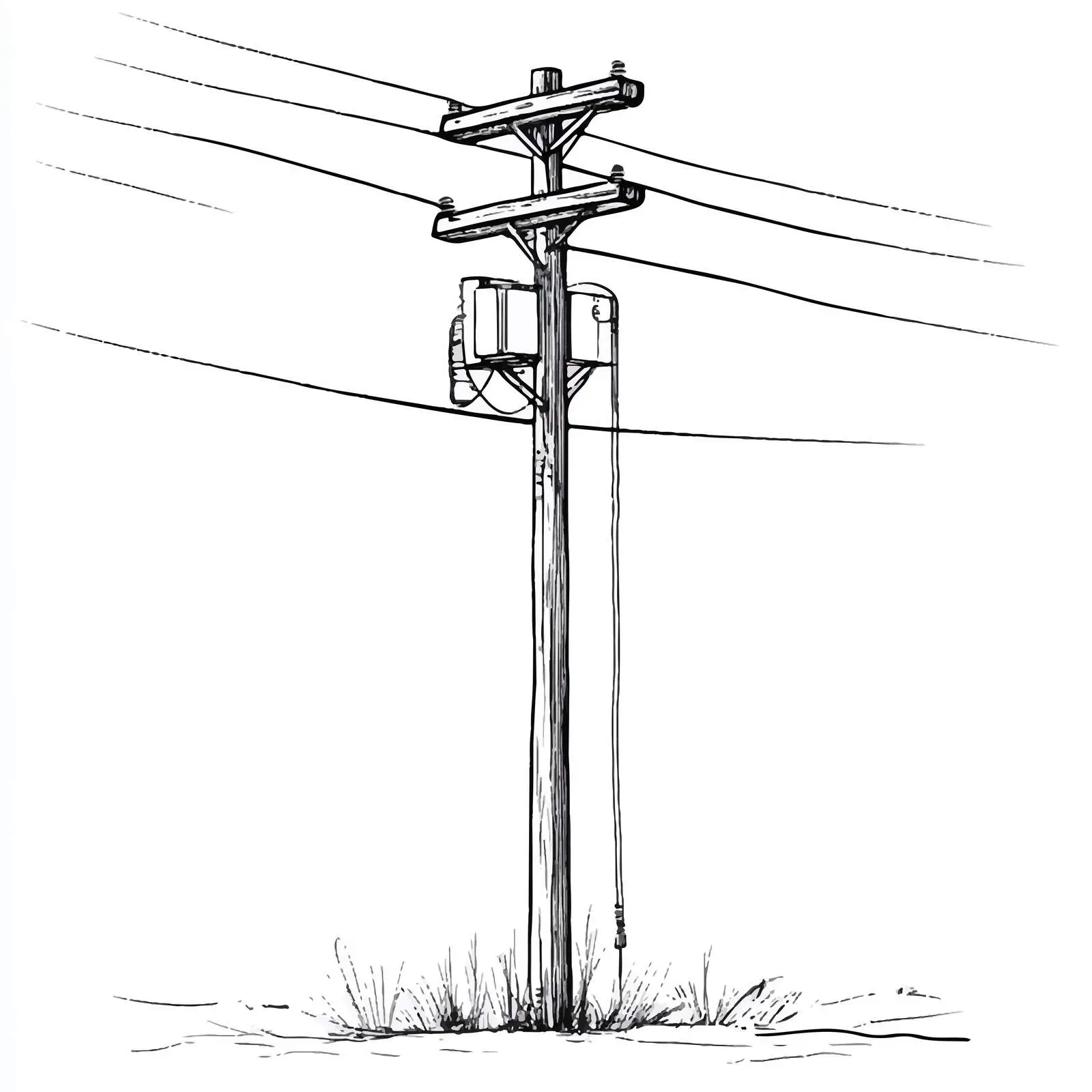 Black and White Electric Post Cartoon Vector Illustration — free download from Dotvec