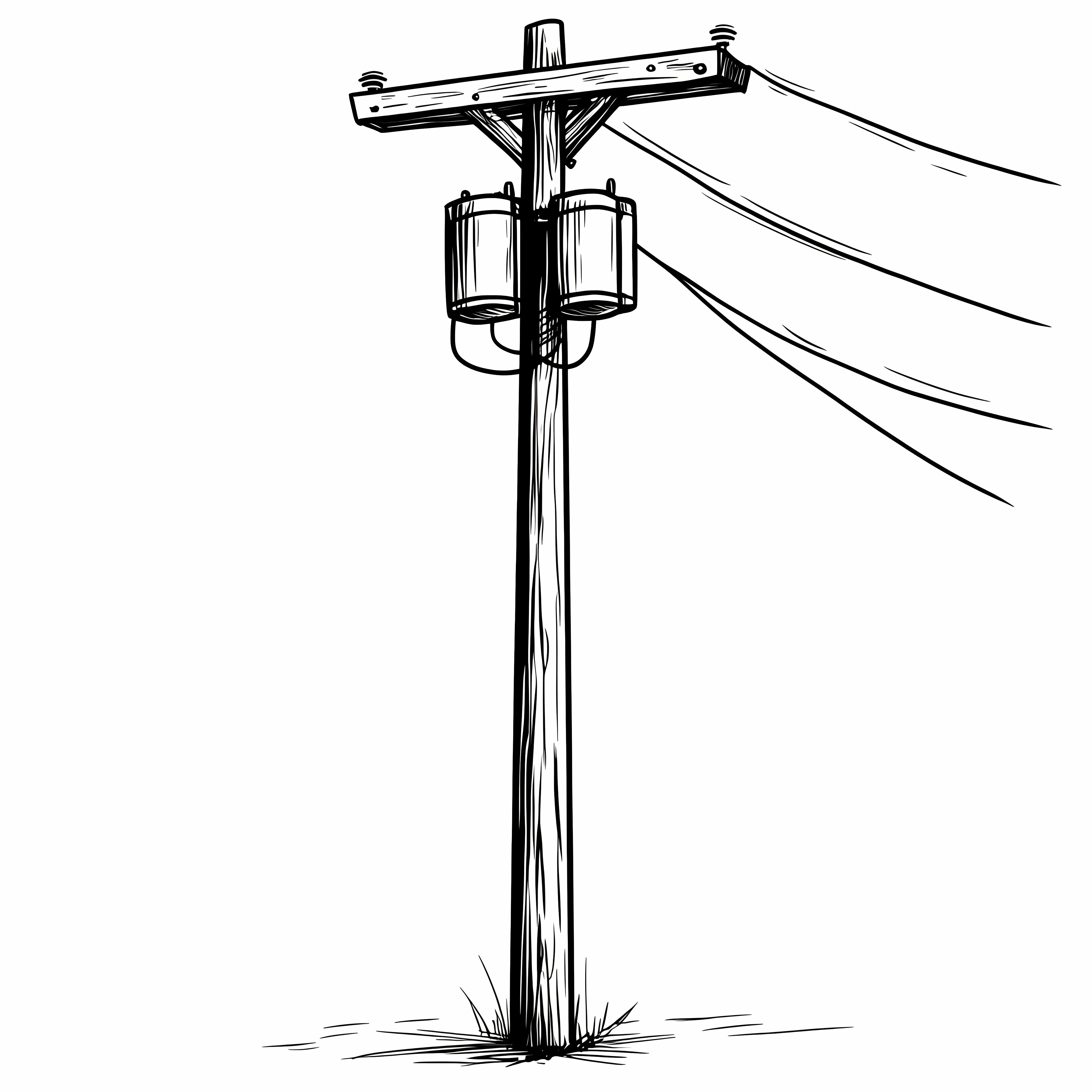 Black and White Electric Post Cartoon Illustration — free download from Dotvec