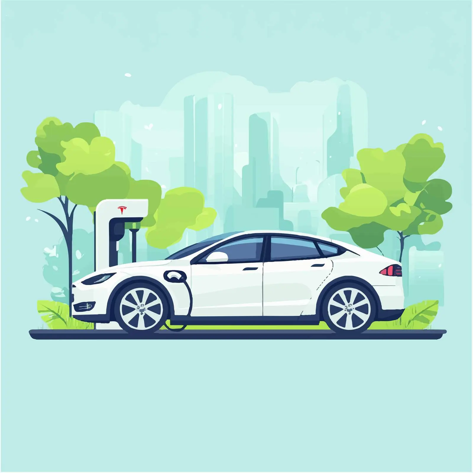 Electric Vehicle Charging Station Vector Illustration — free download from Dotvec