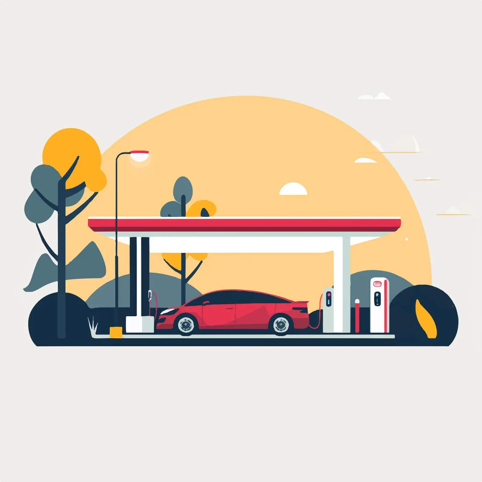 Electric Vehicle Charging Station Flat Vector Illustration – free green transportation image from Dotvec