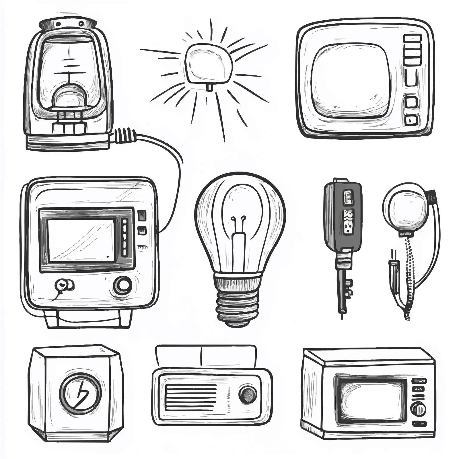 Cartoon Electrical Objects Vector Icons Set – free wiring image from Dotvec