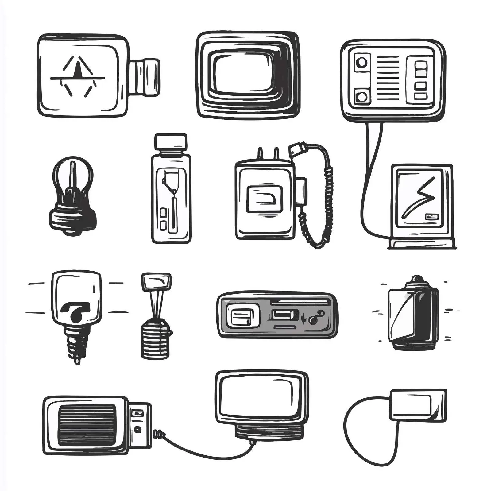 Cartoon Electrical Objects Icons Vector Set — free download from Dotvec