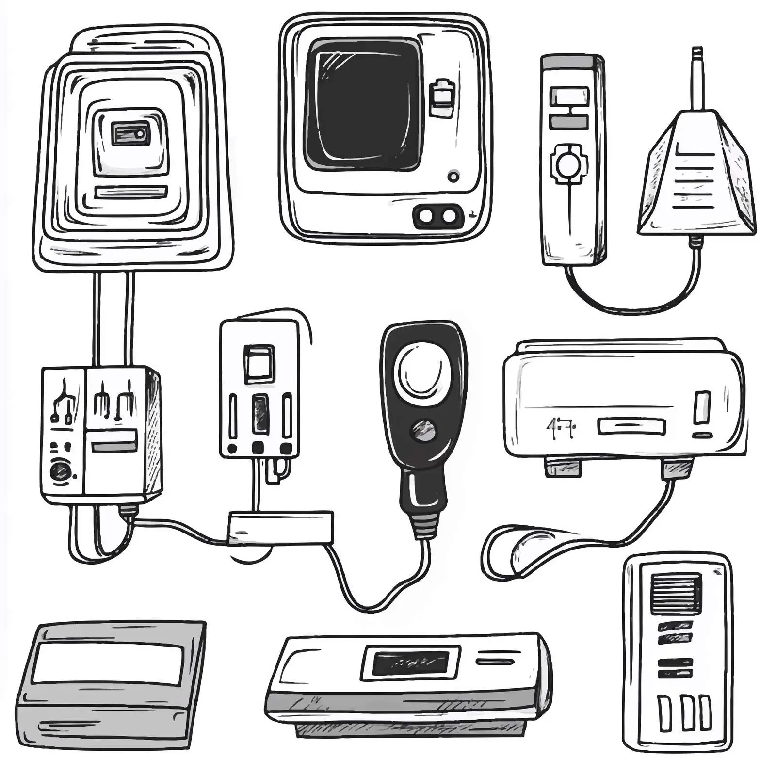 Cartoon Electrical Objects Icons Vector Set — free download from Dotvec
