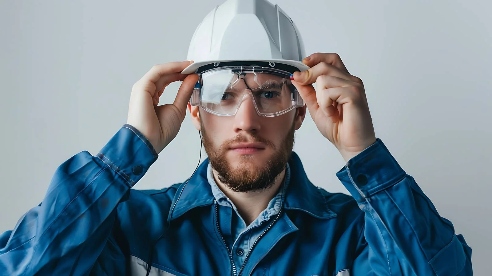 Electrician Donning Protective Glasses — free download from Dotvec