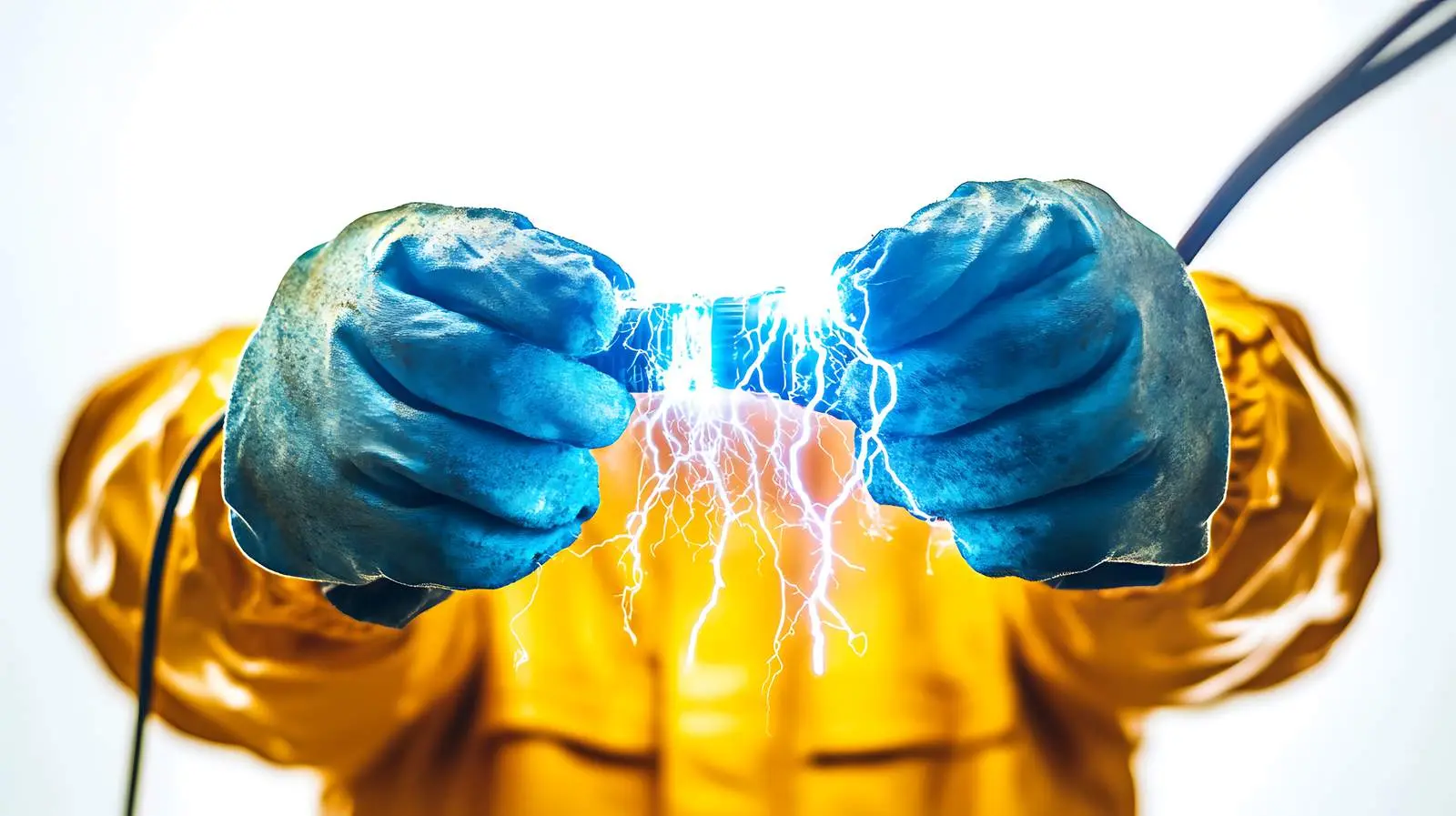 Electrician Wearing Insulating Gloves Handling Live Cables – free training image from Dotvec