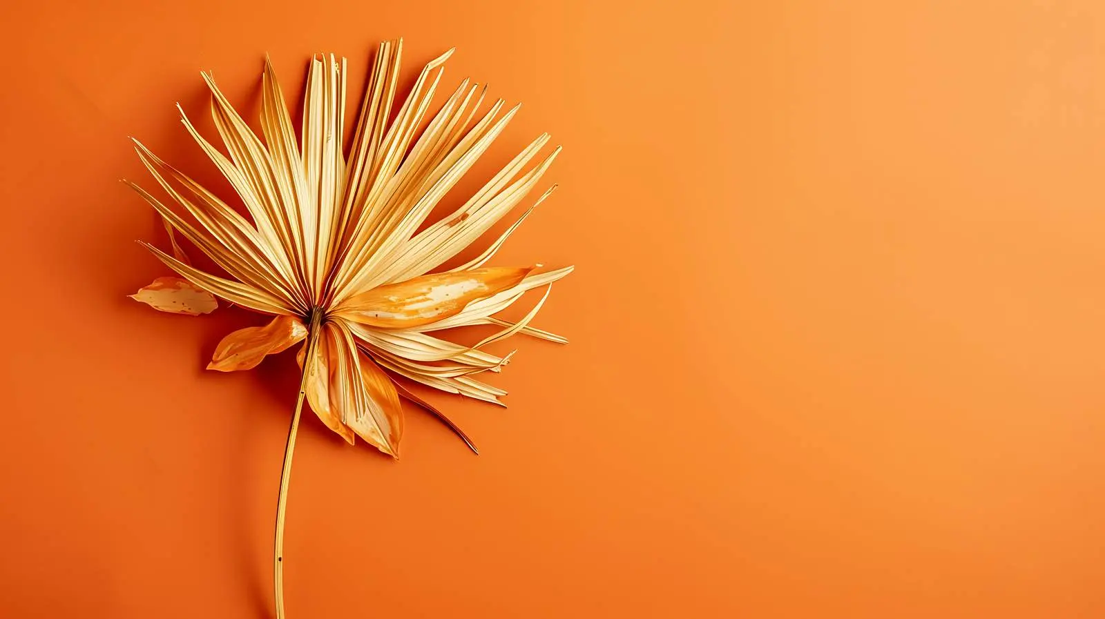 Elegant Dried Palm Leaf Stem on Orange Background — free download from Dotvec