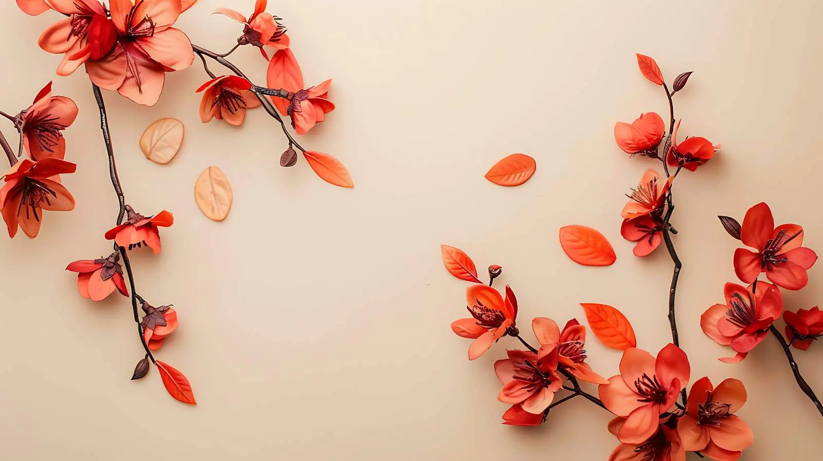 Elegant Red Flowers on Neutral Coral Background — free download from Dotvec