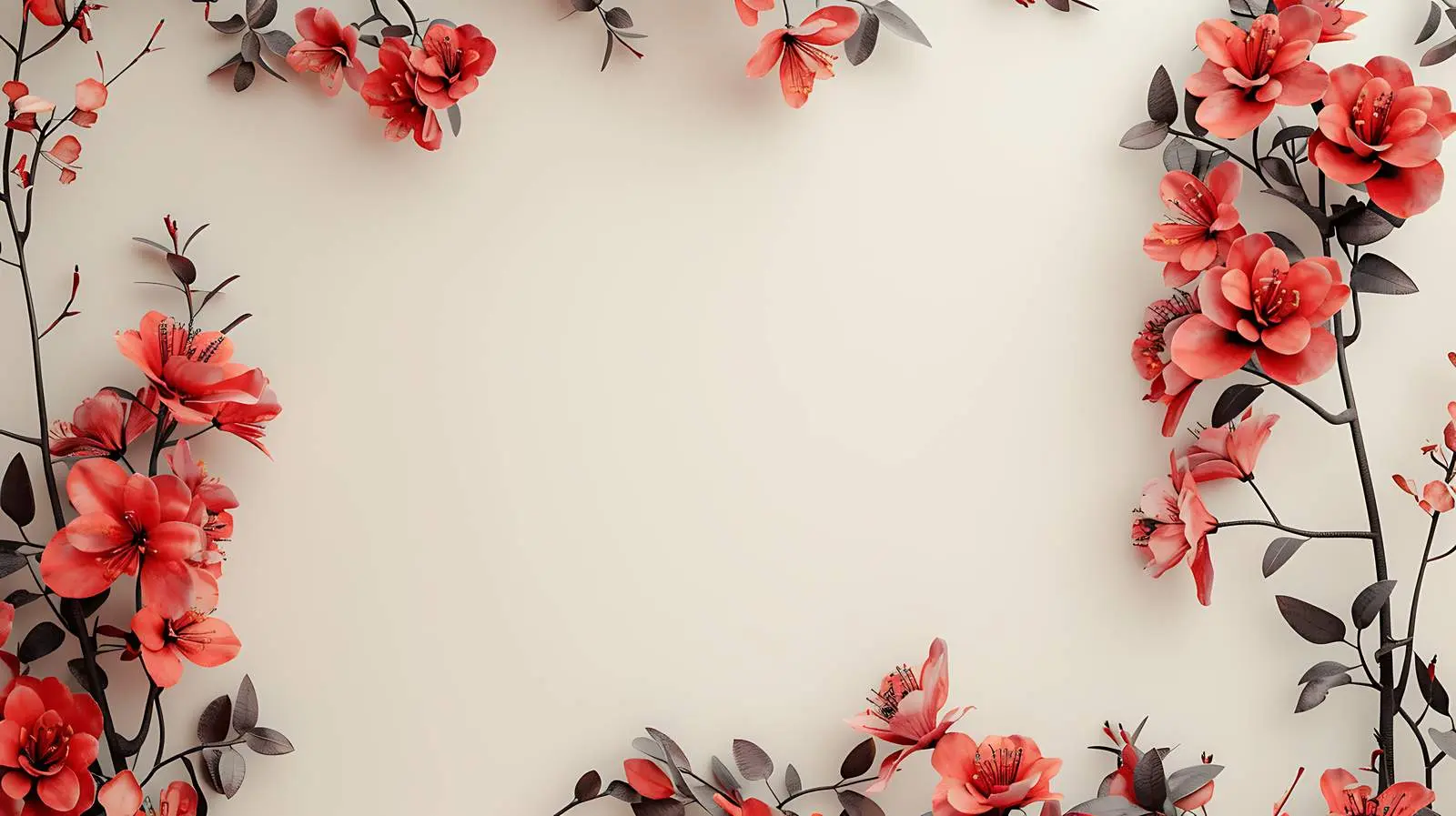 Elegant Red Flowers on Neutral Coral Background — free download from Dotvec