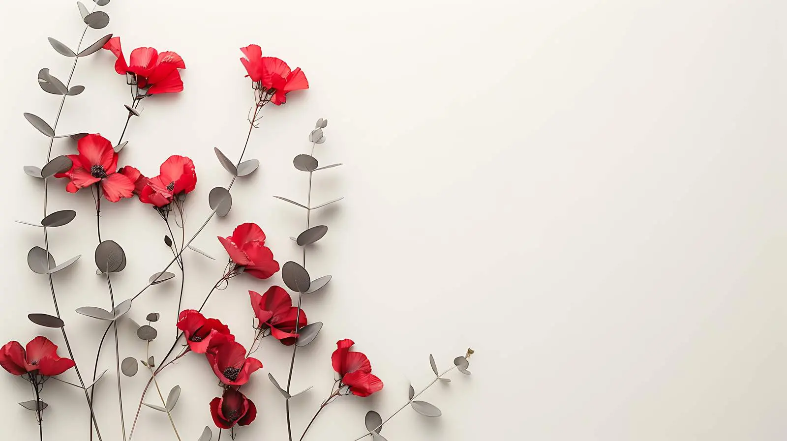 Elegant Red Flowers and Leaves on Coral Background — free download from Dotvec