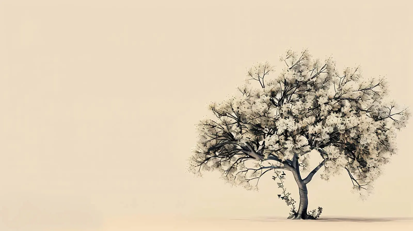 Elegant Tree with Flowers and Leaves — free download from Dotvec