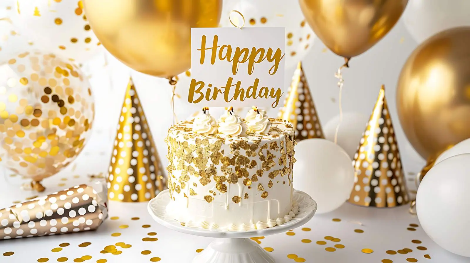 Elegant Birthday Cake with Happy Birthday Candles — free download from Dotvec