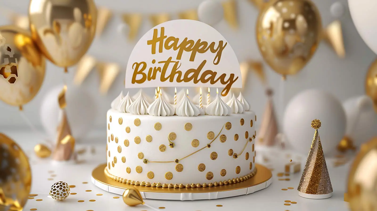 Elegant Birthday Cake with Happy Birthday Candles — free download from Dotvec