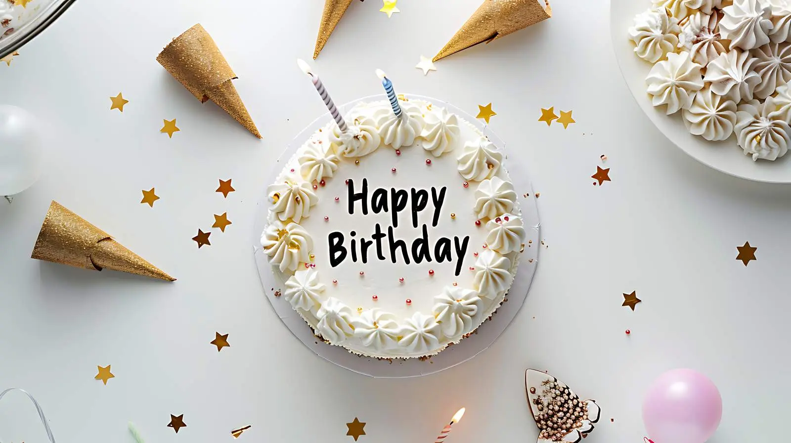 Elegant Birthday Cake with Happy Birthday Sign – free party decoration image from Dotvec