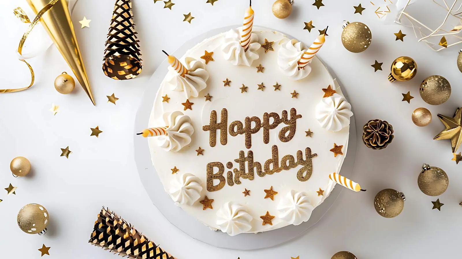 Elegant Birthday Cake with Candles and Sign — free download from Dotvec
