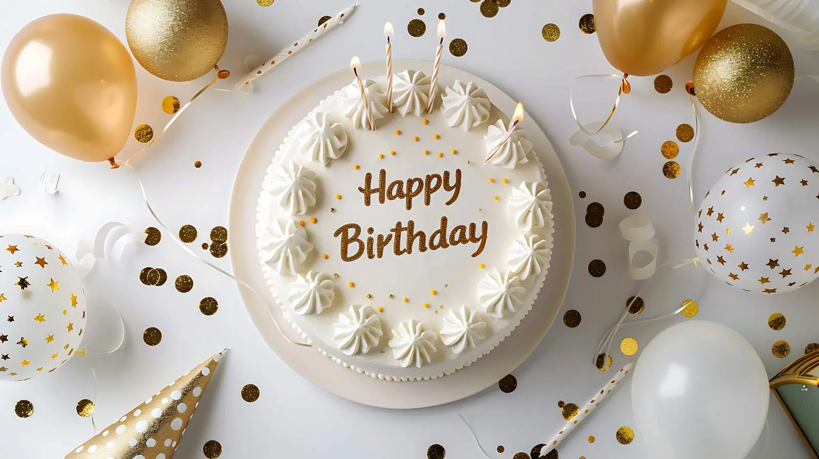 Elegant Birthday Cake with Festive Candles – free baked image from Dotvec