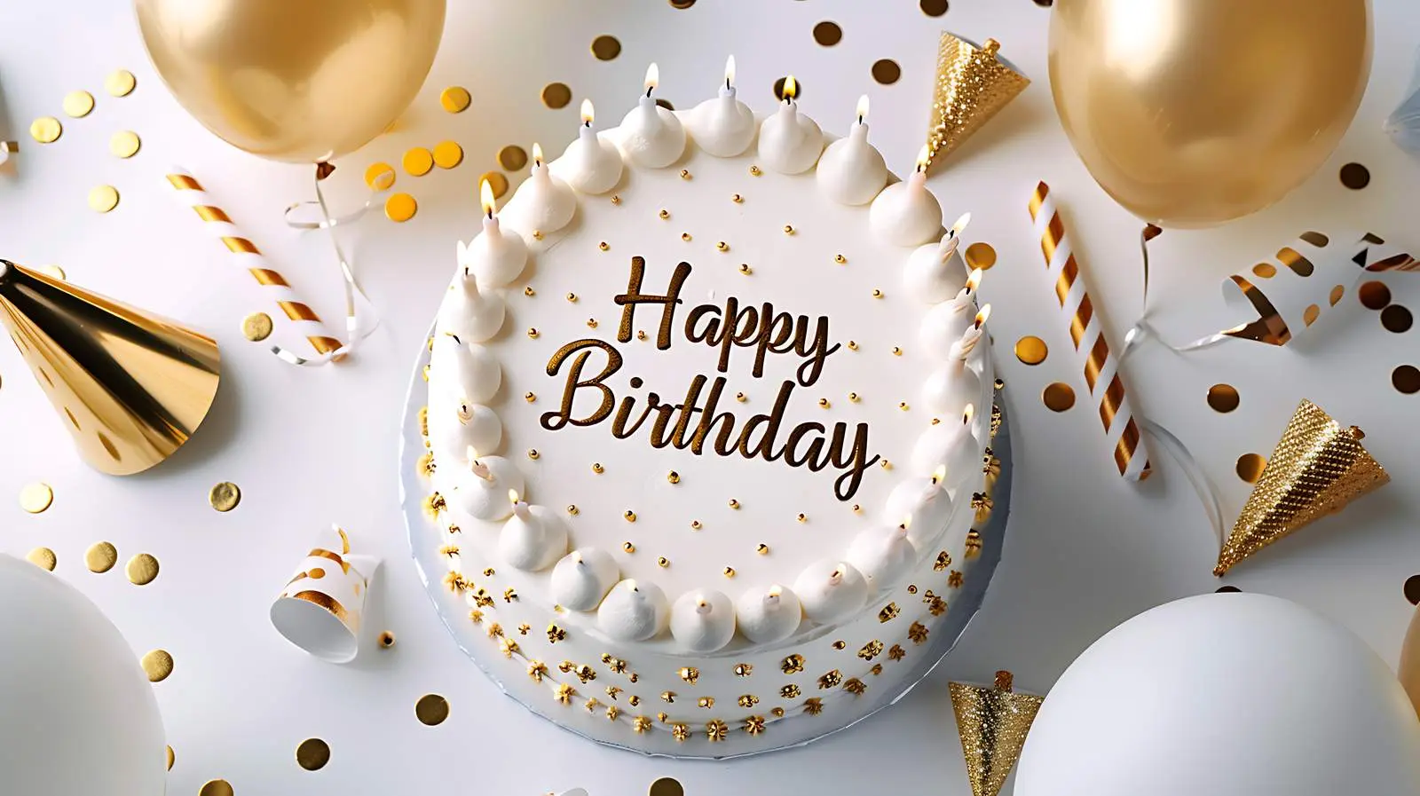 Elegant Birthday Cake with Happy Birthday Candles – free happiness image from Dotvec